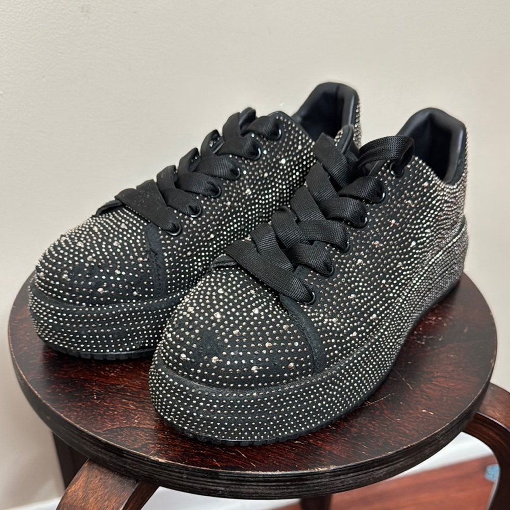 Black platform bling sneakers size 9